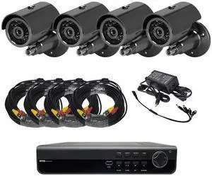 4ch DVR Package - H.264 Elite DVR, dome and IR camera combo power supply and Cables 3G phone support