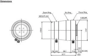 Computar Ganz High Quality CCTV Camera Lens H3Z1014CS 1/2" 10-30mm f1.4 Varifocal, Manual Iris (CS Mount)