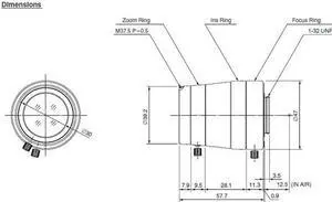 Computar Ganz High Quality CCTV Camera Lens T10Z0513CS 1/3" 5-50mm f1.3 Varifocal, Manual Iris (CS Mount)