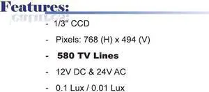 580 TV lines Professional Box Camera, BL-BO8880 - 12V DC & 24V AC Dual Power