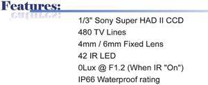 480 TV Lines 42IR 4mm Fixed Lens Waterproof Color Infrared Camera ( Grey, 12V DC )