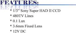 480 TV Lines 3.6mm Fixed Lens Color Circular Covert Camera ( 12V DC )