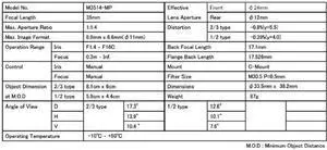 Computar Ganz High Quality CCTV Camera Lens M3514-MP 2/3" 35mm f1.4 w/locking Iris & Focus, Megapixel (C Mount)