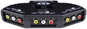 TriQuest 3-in-1 5450 Composite Audio/Video Selector Switch Box (Black) - Connect up to 3 Devices to Your TV!