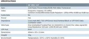 Cat5 Plug Video Balun with Connectors, AP-VBS-31P