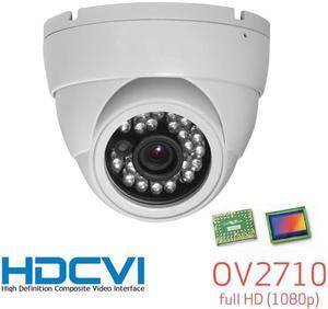 HD-TVI CCTV In/Outdoor Eyeball Dome IR Night Vision Camera, HD 1080P 2.1 Mega Pixel HD Image 24 Leds Range Upto 60FT 3.6mm White Color