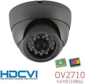 BlueCCTV HD-CVI CCTV In/Outdoor Eyeball Turret Dome IR Night Vision Camera, HD 1080P 2.1 Mega Pixel HD Image 24 Leds Range Upto 60FT 3.6mm ( Dark Grey )
