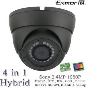 BlueCCTV Hybrid 4 in 1 Analog HD CCTV 1080P Camera 2.4MP HD TVI, HD AHD, HD CVI , Analog 960H OSD DWDR UTC 2.8mm Wide Fixed Lens