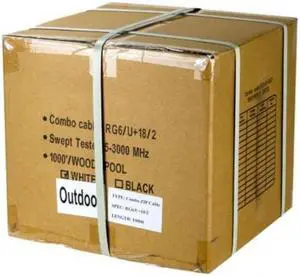 CCTV RG6 Outdoor heavy duty Siamese Combo Cable, RG6 COAX and power cable, Split Type 1000FT