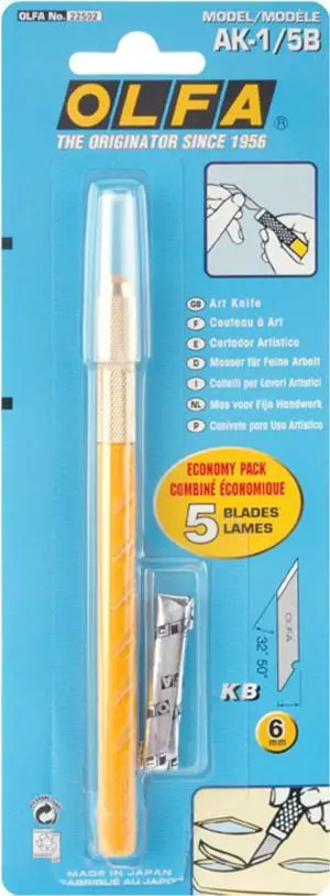 Art Knife,5/16 In DIa,6-1/4 In L,ABS,Ylw OLFA AK-1/5B