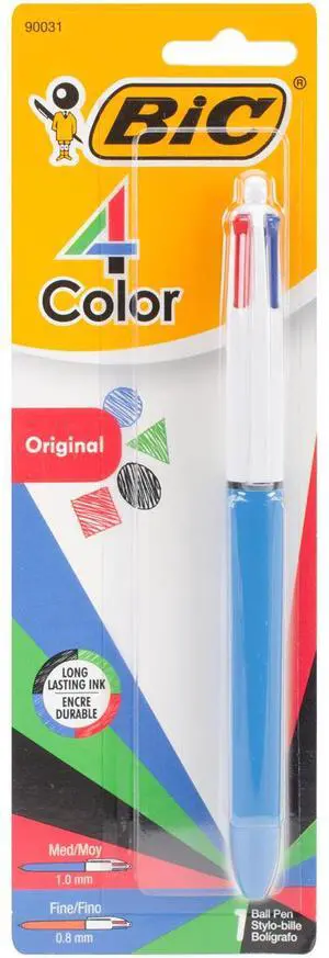 BIC MMXP11C 4-Color Retractable Pen Fine, Medium Pen Point Type - Multi, Black, Red, Green Ink - 1 Pack