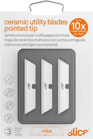 Slice Smarty Series Ceramic Replacement Blaces 3/Pkg-White Pointed