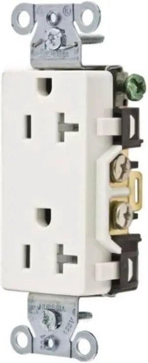 Hubbell Wiring Device-Kellems Receptacle,Deco,20A,5-20R,125V,White  DR20WHITR