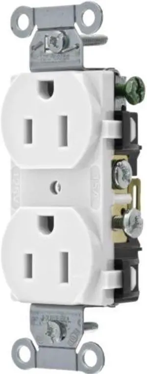 Hubbell Wiring Device-Kellems Receptacle,Duplex,15A,5-15R,125V,White  CR15WHI