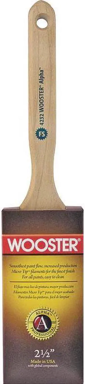 WOOSTER 4232-2 1/2 2-1/2" Flat Sash Paint Brush, Micro Tip Bristle, Wood Handle