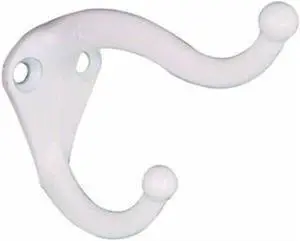 National, N248-369, 2 Pack, White, Coat & Hat Hook