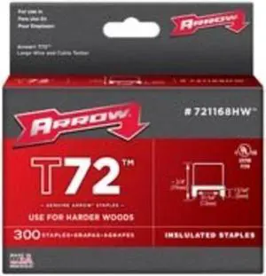Arrow Fastener 721168HW T72 31/64 Inch (12mm) Natural Staples, 300/Pk