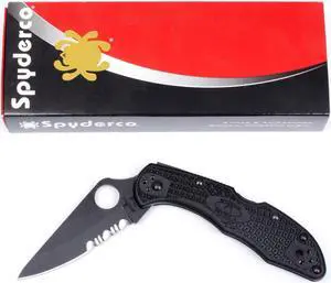 Spyderco Delica4 Folder Knife 2.9" Partial Titanium Carbonitride Vg10 SS 499Ssg1 Spyderco Delica4 Folder Knife 2.9" Partial Titanium Carbonitride Vg10 SS 499Ssg1