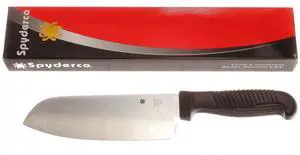 Spyderco Kitchen Santoku K08PBK Kitchen Knife 6-7/8" Fixed Blade Plain Edge