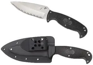 Spyderco Jumpmaster 2 4.5" Serrated Fixed Blade Knife, Black FB24SBK2