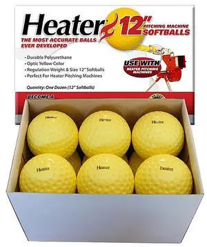 12 Inch Pitching Machine Softballs One Dozen 12" Softballs From Heater Sports