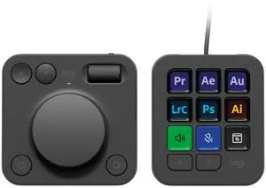 Logitech MX Creative Console 920-012660 LCD Keypad and Control Dialpad - Graphite - 9 Customizable Button - USB-C - Wired Connectivity - Windows, Mac