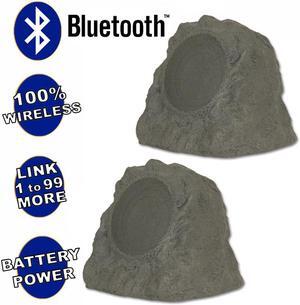 Theater Solutions B43GR Fully Wireless 120 Watt Rechargeable Battery Bluetooth Rock Speaker Pair Slate Grey Link Up To 99 Speakers Wirelessly