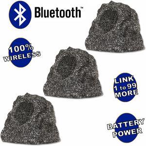 Theater Solutions B41GG Fully Wireless 180 Watt Rechargeable Battery Bluetooth Rock 3 Speaker Set Granite Link Up To 99 Speakers Wirelessly
