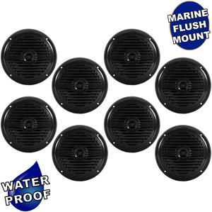 Acoustic Audio MRN65B Waterproof Flush Mount Marine 7" Speakers Passive 4 Pair Pack Black