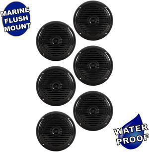 Acoustic Audio MRN65B Waterproof Flush Mount Marine 7" Speakers Passive 3 Pair Pack Black