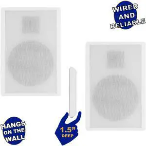 Acoustic Audio SLM1W Mountable On Wall Slim Speakers Home Theater Wired Pair Pack