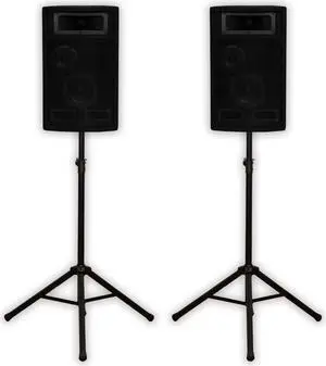 Acoustic Audio PA-500X Passive 800 Watt 3-Way Speaker Pair DJ PA Speakers and Stands
