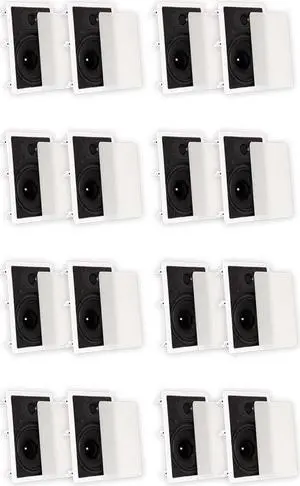 Theater Solutions TS80W In Wall 8" Speakers Surround Sound Home Theater 8 Pair Pack