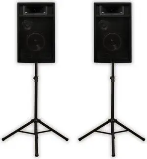 Acoustic Audio PA-365X Passive 6.5" DJ Speakers and Stands PA Karaoke 3-Way Studio Home Audio