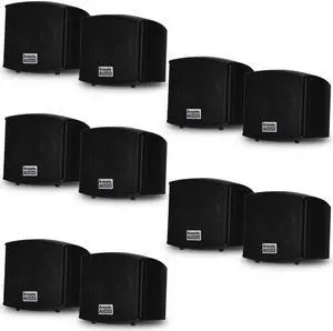 Acoustic Audio AA321B Mountable Indoor Speakers 2000 Watts Black 5 Pair Pack AA321B-5Pr