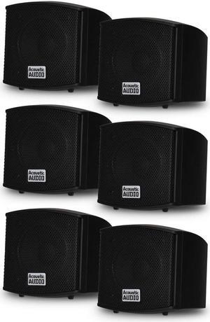 Acoustic Audio AA321B Mountable Indoor Speakers 1200 Watts Black 3 Pair Pack AA321B-3Pr