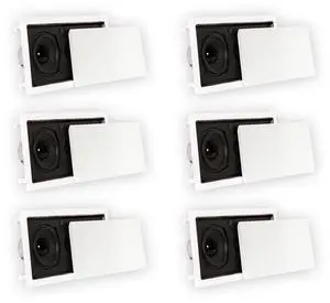 Theater Solutions TSLCR5 Flush Mount Speakers Dual Woofer In Wall 6 Pack