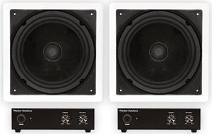 Theater Solutions TS1000 Flush Mount 10" Subwoofer Speaker and Amp 2 Pack