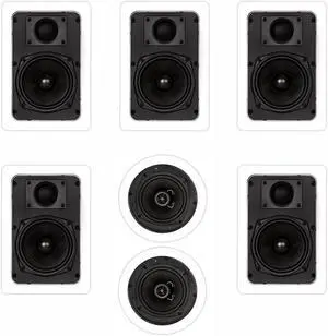 Theater Solutions TS-57 Flush Mount 7 Speaker Set In Wall Ceiling Home Theater