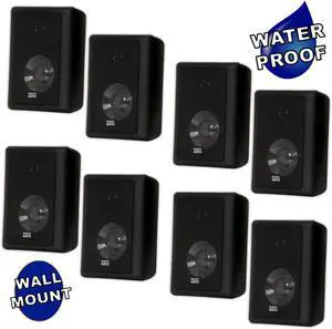 Acoustic Audio 151B Indoor Outdoor 2 Way Speakers 2400 Watt Black 4 Pair Pack 151B-4Pr