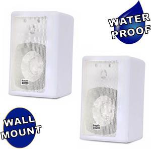 Acoustic Audio 151W Indoor Outdoor 2 Way Speakers 600 Watt White Pair