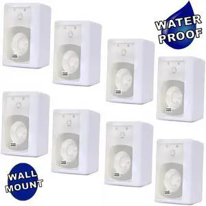 Acoustic Audio 151W Indoor Outdoor 2 Way Speakers 2400 Watt White 4 Pair Pack 151W-4Pr