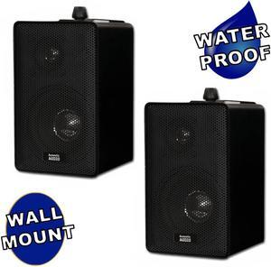 Acoustic Audio AA251B Indoor Outdoor 3 Way Speakers Black Mountable Pair