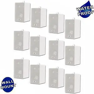 Acoustic Audio 251W Indoor Outdoor 3 Way Speakers 2400 Watt White 6 Pair Pack 251W-6Pr