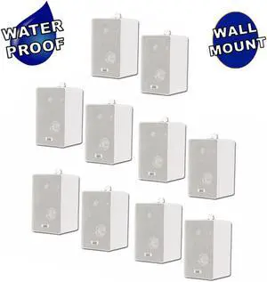 Acoustic Audio 251W Indoor Outdoor 3 Way Speakers 2000 Watt White 5 Pair Pack 251W-5Pr