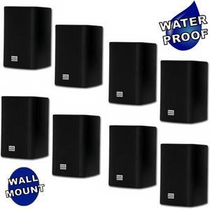 Acoustic Audio AA351B Indoor Outdoor 2 Way Black Speakers 2000 Watt 4 Pair Pack AA351B-4Pr
