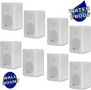 Acoustic Audio AA351W Indoor Outdoor 2 Way Speakers 2000 Watt White 4 Pair Pack AA351W-4Pr