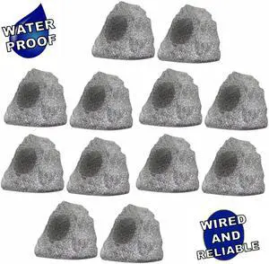 Theater Solutions 12R4G Outdoor Granite Rock 12 Speaker Set for Deck Pool Spa Patio Garden