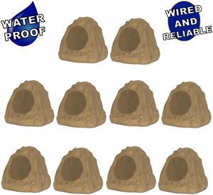 Theater Solutions 10R6S Outdoor Sandstone 6.5" Rock 10 Speaker Set for Deck Pool Spa Yard Garden