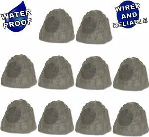Theater Solutions 10R8SG Outdoor Slate 8" Rock 10 Speaker Set for Deck Pool Spa Yard Garden